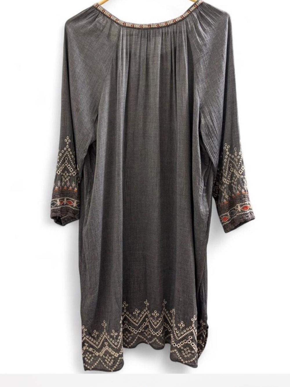 Johnny Was Workshop blue/gray Embroidered Tunic Dress — Size L - Picture 3 of 8